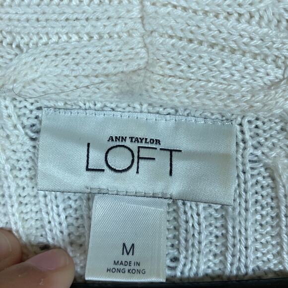 Ann Taylor Loft Womans Sweater Cream Shawl Collar Rabbit Hair Blend Button M - Picture 6 of 12